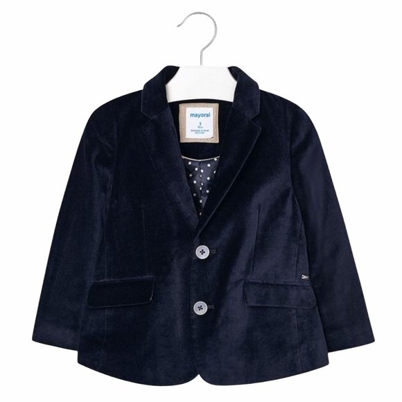 Mayoral Velvet Blazer Jacket Navy Blue NWT - Picture 1 of 8